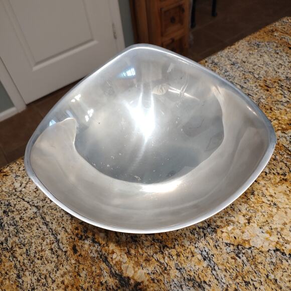 Nambe 528 Silver Alloy Mid Century Modern Tri Corner Storage Bowl - Picture 2 of 8